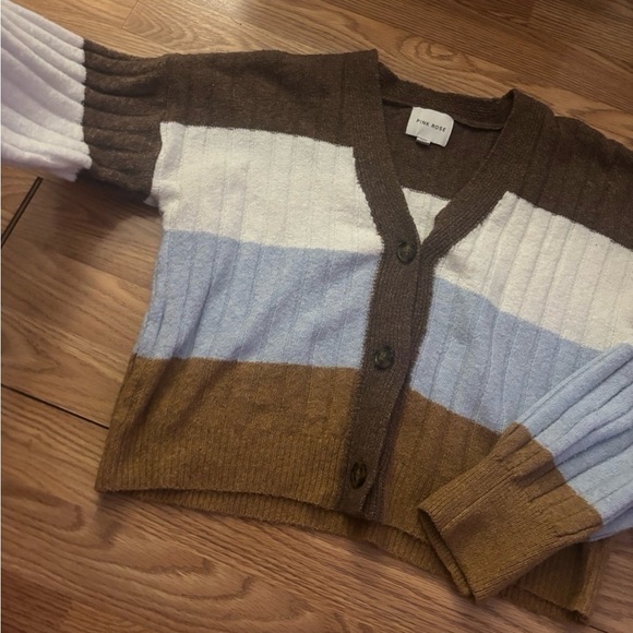 Pink Rose Stripe Sweater Size Large - Picture 2 of 6